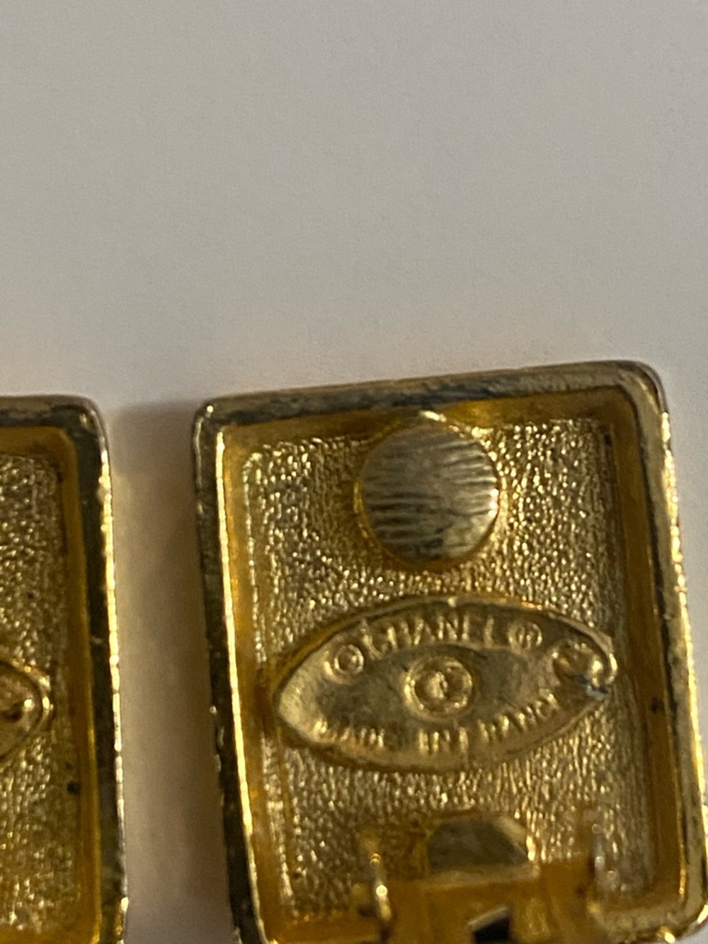 CHANEL Black and Gold Rectangular CC Clip-On Earrings - Picture 6 of 8